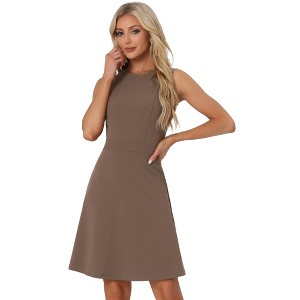 INSPIRE CHIC Women's Work Round Neck Sleeveless Fit and Flare Dresses - 1 of 4