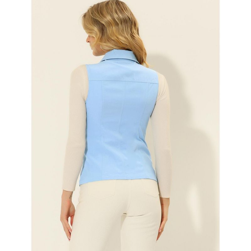 Allegra K Women's Zip-Up Sleeveless Turn Down Collar Cargo Utility Vest with Pockets, 4 of 6