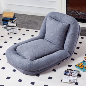 Cotton Filled Folding Floor Sofa Chair with Adjustable Backrest for Gaming and Meditation, Plush Teddy Fabric Lounge Seat-Baofuwish - 1 of 4