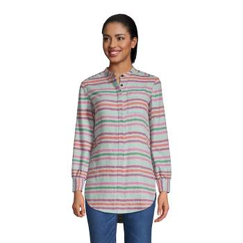 Lands' End Women's Flannel A-Line Long Sleeve Tunic Top