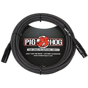 PIGHOG BK/WH WOVEN MIC CABLE, 10FT XLR - 1 of 1