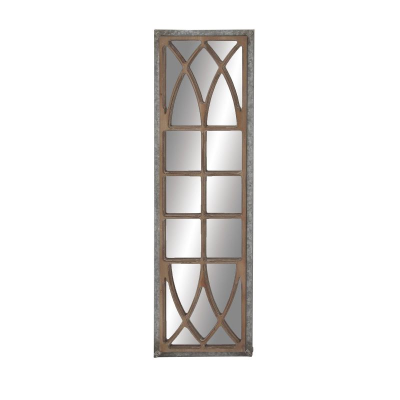 Farmhouse Wood Window Pane Inspired Wall Mirror Brown - Olivia &#38; May, 6 of 18