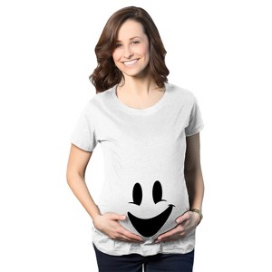 Maternity Smiling Ghost Belly T Shirt Funny Halloween Pregnancy Tee - Crazy Dog Maternity T Shirt - 1 of 4