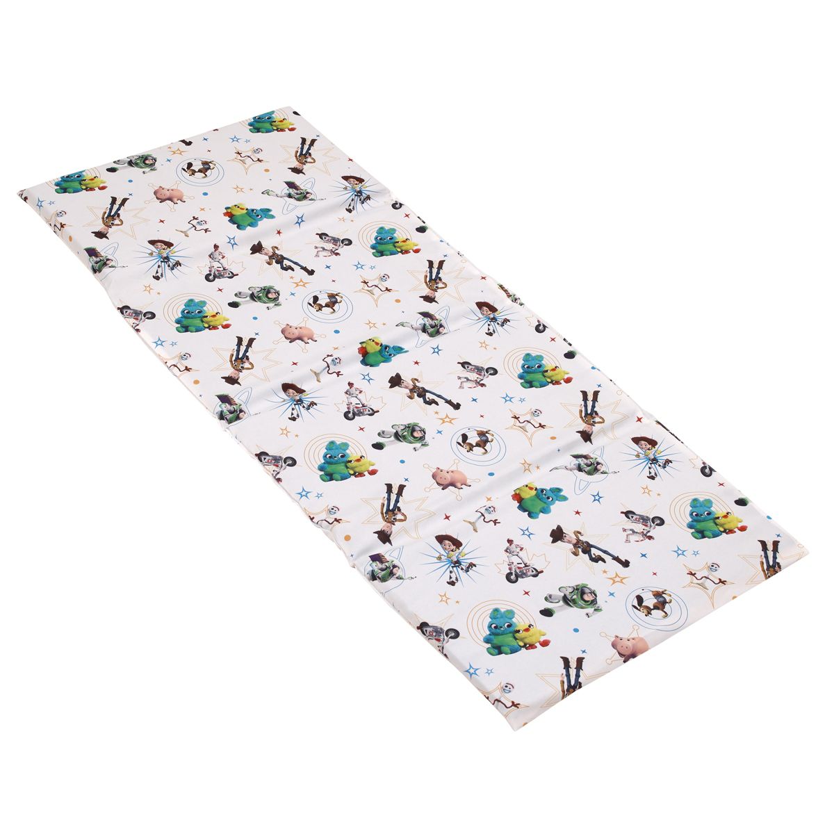 NoJo Disney Toy Story It's Play Time Blue, Green and White Woody, Buzz and The Toys Preschool Nap Pad Sheet