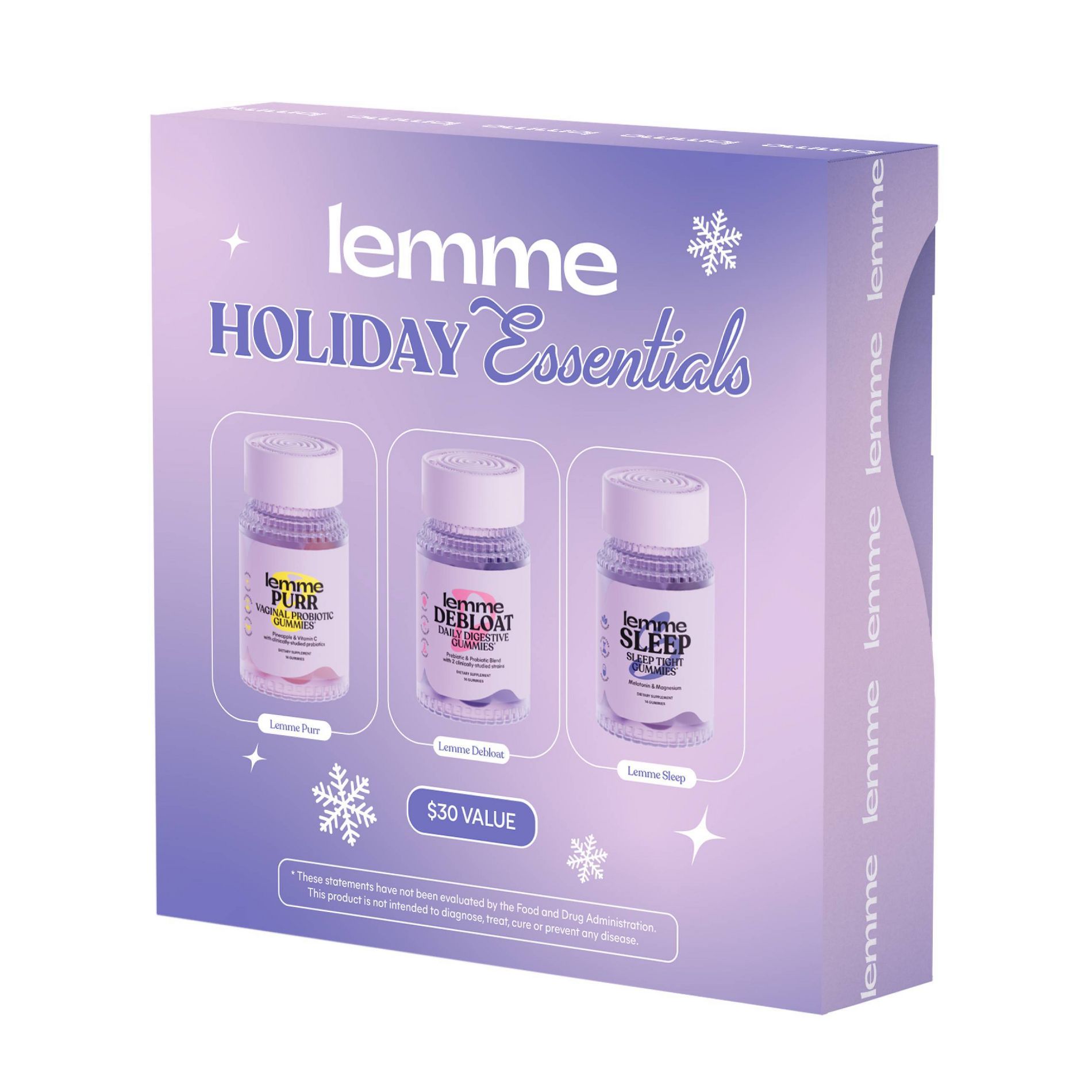 Lemme Holiday Essentials Mini's Gift Set - Sleep Debloat Purr - 3ct