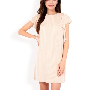 Anna-Kaci Women's Ruffle Sleeve Textured Knit Mini Shift Dress - 1 of 4