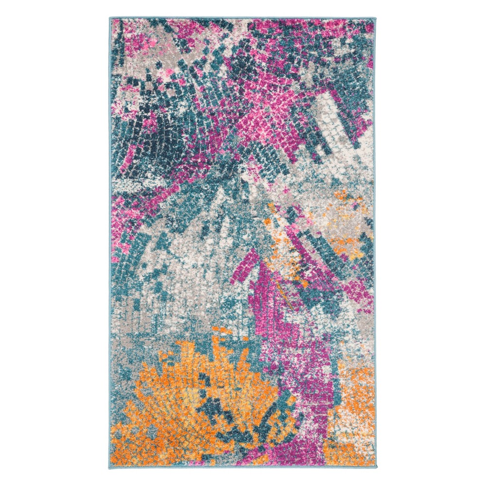  Mosaic Design Loomed Accent Rug Blue
