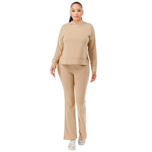 Slickblue Hooded Sweat & Flare Pant Set, Washed Fabric, Casual Chic, Weekend Loungewear, Color & Size Options - 1 of 4