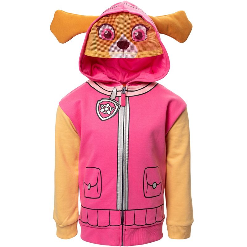 Paw Patrol Rubble Chase Skye Fleece Zip Up Pullover Hoodie Toddler to Little Kid, 2 of 8