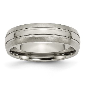 Black Bow Jewelry 6mm Titanium Polished & Satin Grooved Standard Fit Band - 1 of 4