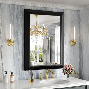 Apmir High-Strength Tempered Glass and Aluminum Alloy Framed French Cleat Mounted Wall Decor Mirror in matte black with 5-Year Warranty - 1 of 4