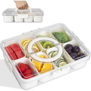 Angel Sar 8-Compartment Snackle Box with Lid & Handle, Divided Food Tray for Fruits, Veggies, Candy, Portable Snack Organizer - 1 of 4