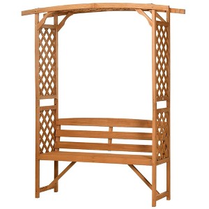 Resenkos Garden Bench, Patio Bench,Patio Garden Bench, Wooden Bench, Outdoor Bench for Vines/Climbing Plants, Natural - 1 of 4