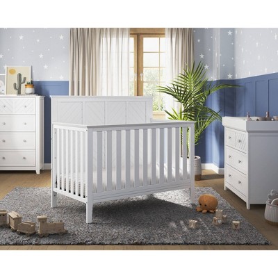 Matte White Chevron Pattern 3-Drawer Nursery Dresser
