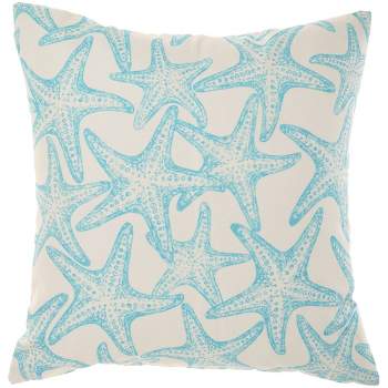 18"x18" Reversible Indoor/Outdoor Starfish and Wave Square Throw Pillow - Mina Victory