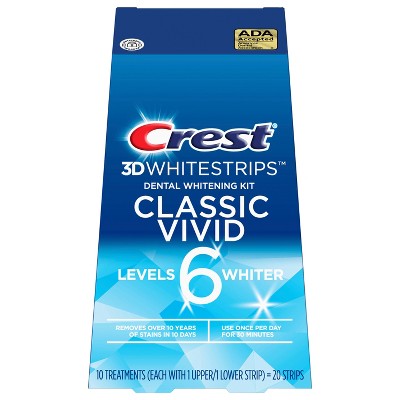 Crest 3D Whitestrips Classic Vivid At-home Teeth Whitening Kit, 10 Treatments, 6 Levels Whiter