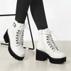 BLISSFUL STEP Women's Zip Chunky Heel Platform Ankle Combat Boots - 2 of 4