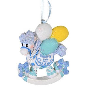 Kurt S. Adler 3.0 Inch Baby's First Rocking Horse Ornament Balloons Tree Ornaments - 1 of 3