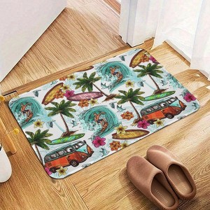 Beach Vacation Surf Bathroom Rugs Winter Bath Mat Absorbent Non Slip Bathroom Mat Christmas Soft Floor Carpet 16x20 Inches - 1 of 1