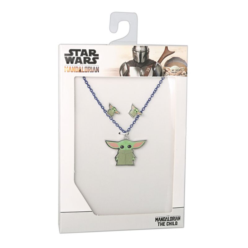 Disney Star Wars The Mandalorian Grogu Fashion Stud Earrings and Necklace Set, Officially Licensed, 5 of 7