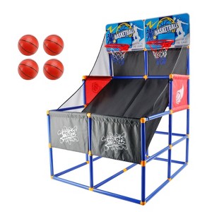 Topteng 2 Player Arcade Dual Basketball Hoop Shot Game with 3 Basketballs and Air Pump - 1 of 4