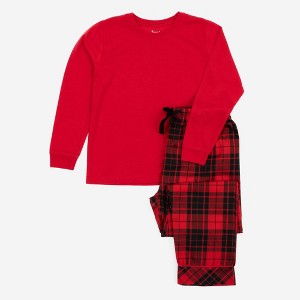 Leveret Kids Poly Top and Flannel Feel Pants Pajamas - 1 of 4