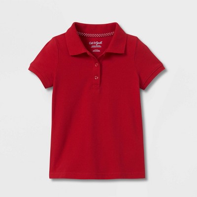 Toddler Girls' Short Sleeve Pique Uniform Polo Shirt - Cat & Jack™ Red