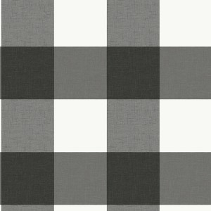 NuWallpaper Farmhouse Plaid Peel and Stick Wallpaper Charcoal - 1 of 4