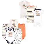 Hudson Baby Infant Boy Cotton Bodysuits and Rompers, 8-Piece, Wild Safari