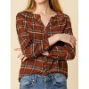 Allegra K Women's Casual Plaid Blouse Button Up V-Neck Long Sleeve Western Shirt - 2 of 4