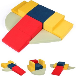 JOYMOR Toddlers 1-3 6-Piece Soft Play Climbing Set with Foldable Long Slide Foam Blocks - 1 of 4