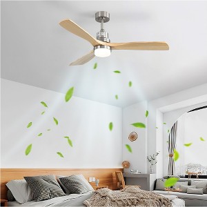 52 inch Solid Wood Ceiling Fan with Lights and Remote Low Profile Outdoor Indoor Modern 3 Blade Fan for Living Room Bedroom Farmhouse Patio - 1 of 4