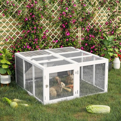 Wooden Outdoor Rabbit Hutch with Openable Top and Lockable Door,Bunny Cage for Backyard or Garden - LAOTIES