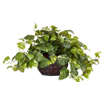 15" x 29" Artificial Pothos Plant in Decorative Vase - Nearly Natural