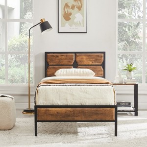 VECELO Bed Frame with Wooden Headboard, Heavy-Duty Platform Bed - 1 of 4