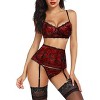 Avidlove Women Lingerie Set High Waisted Underwire Lingerie With Garter Belt Lace Babydoll - 4 of 4