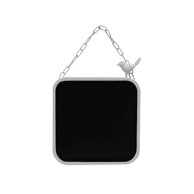 VIP Metal 10.63 in. Black Square Chalkboard with Bird On Chain