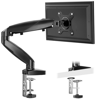 Fully adjustable gas spring display arm table stand with jig and washer base that fits 4.4 to 15.4 LBS