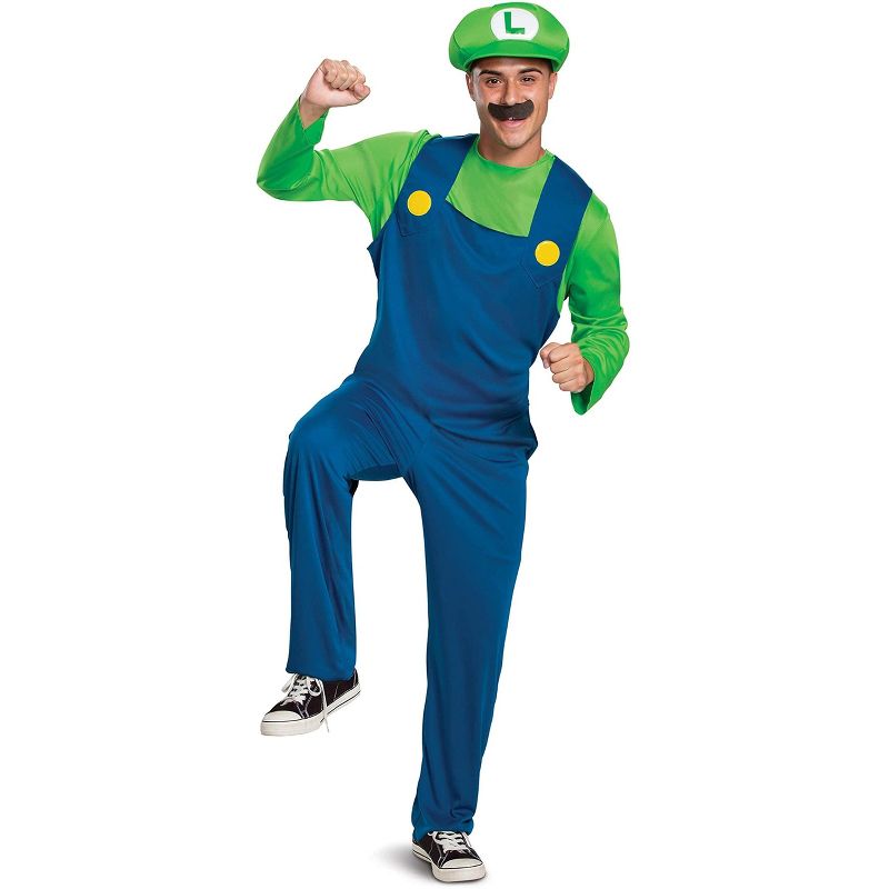 Super Mario Bros. Luigi Classic Adult Costume, 1 of 2