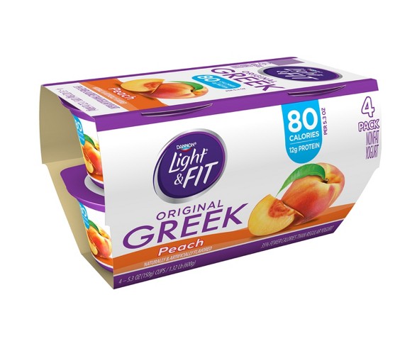 Dannon Light and Fit Peach Flavored Greek Yogurt - 4ct /5.3oz
