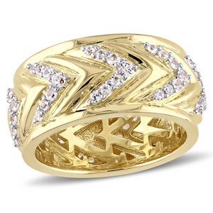 EVERLY JEWELRY |18K Yellow Silver Micron Plated 1 1/2 CT TGW White Sapphire Band Ring - 1 of 4