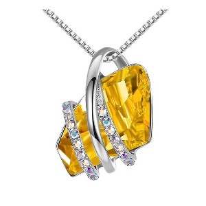 Leafael Wish Stone Pendant Necklace with Birthstone Crystal, 18K Rose Gold Plated/Silvertone, 18" + 2" - 1 of 4