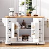 Okak Kitchen Cart with Rubberwood Veneer Drop Leaf, Countertop Organizer with Power Outlet, 4 Door Shelves and 6 Deep Drawers for Kitchen - 3 of 4