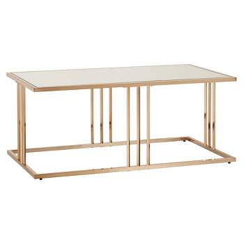 Hogan Coffee Table with Mirror Top Champagne Gold Finish - Inspire Q
