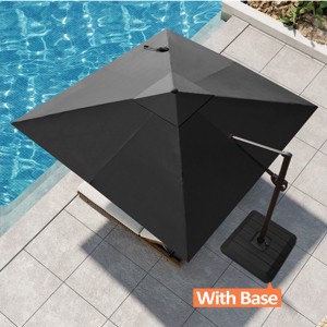 Pellebant 10.5FT Square Cantilever Umbrella Outdoor 360 Degree Rotation Offset Umbrella 6 Heights Adjustable with Base - 1 of 4