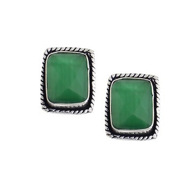 SOHI Women's Blue Oxidised Stone Stud Earrings