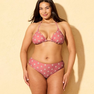Shade & Shore Women's Geo Print Mid-Rise Full Coverage Bikini Bottom - Shade & Shore™ Mauve M — фото 4