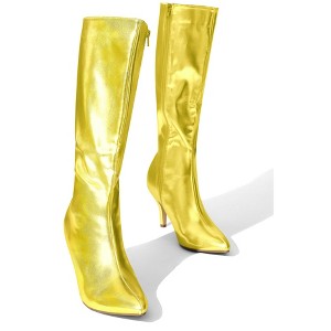 Perphy Women's Pointy Toe Stiletto Heels Knee High Boots - 1 of 4