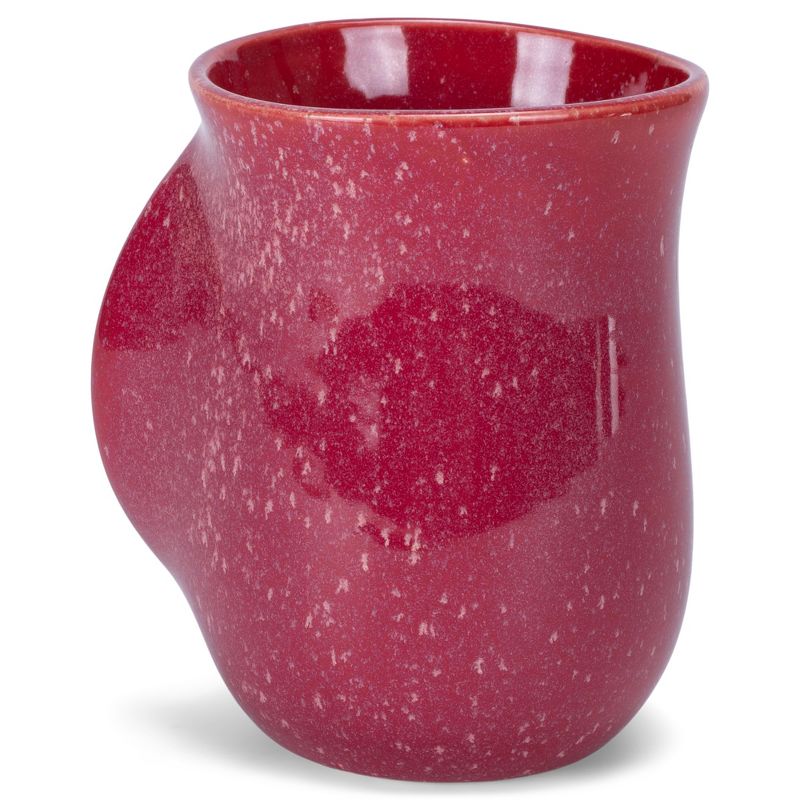 Elanze Designs Reactive Glaze 14 ounce Ceramic Handwarmer Mugs Set of 2, Maraschino Red, 3 of 6