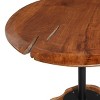 Olivia & May Contemporary Teak Wood Pedestal Accent Table Brown: Round, No Assembly, Small Table - image 4 of 4